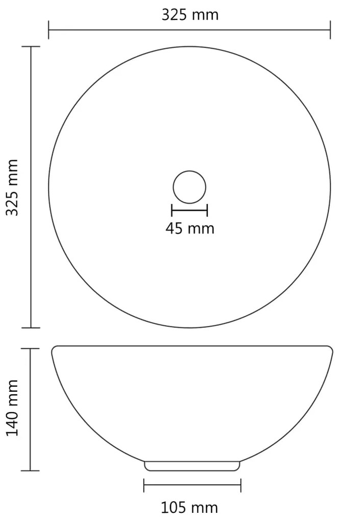 vidaXL Νιπτήρας Πολυτελής Στρογγυλός Γαλάζιο Ματ 32,5x14 εκ. Κεραμικός