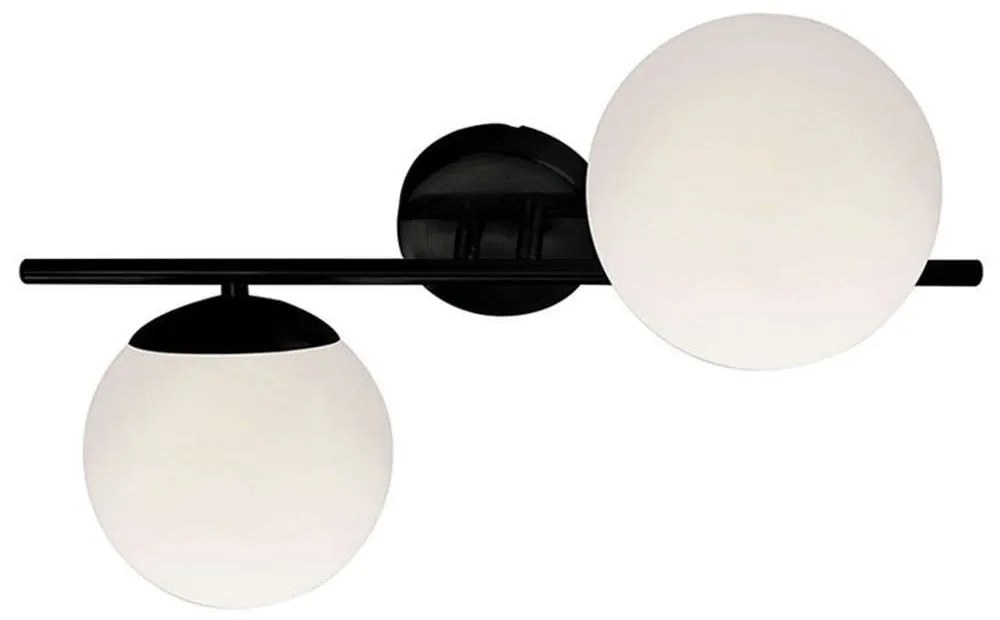 Φωτιστικό Τοίχου - Απλίκα Floris 4260200 E27/2 White-Black Viokef Metal, Glass