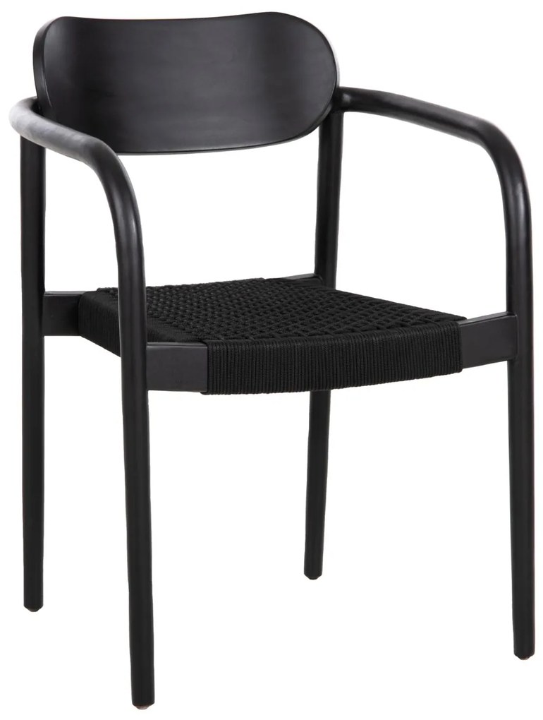 Πολυθρόνα OSLO Μαύρο Ξύλο Teak και Μαύρο Σχοινί 55x54x80Yεκ. 55x54x80 εκ.