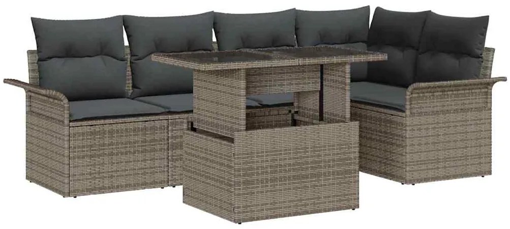 vidaXL Σετ Καναπέ Κήπου με μαξιλάρι 6 pcs Γκρι συνθετικό ρατάν