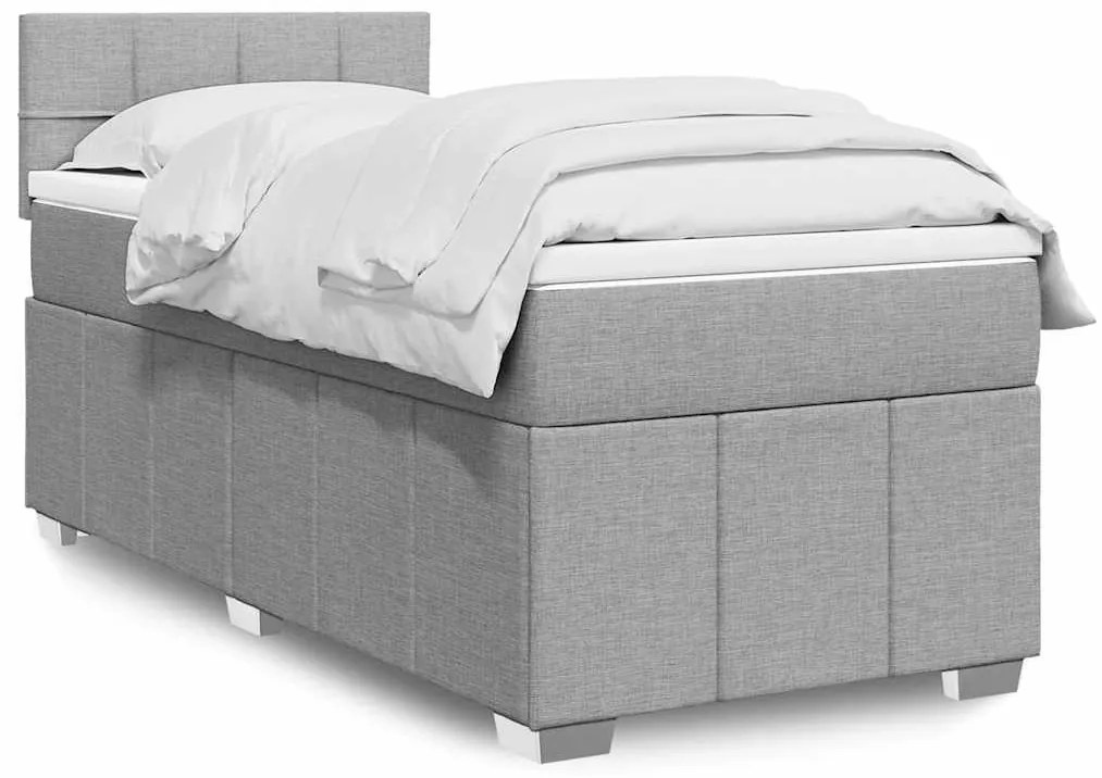 vidaXL Κρεβάτι Boxspring με Στρώμα Ανοιχτό Γκρι 80x200 εκ. Υφασμάτινο