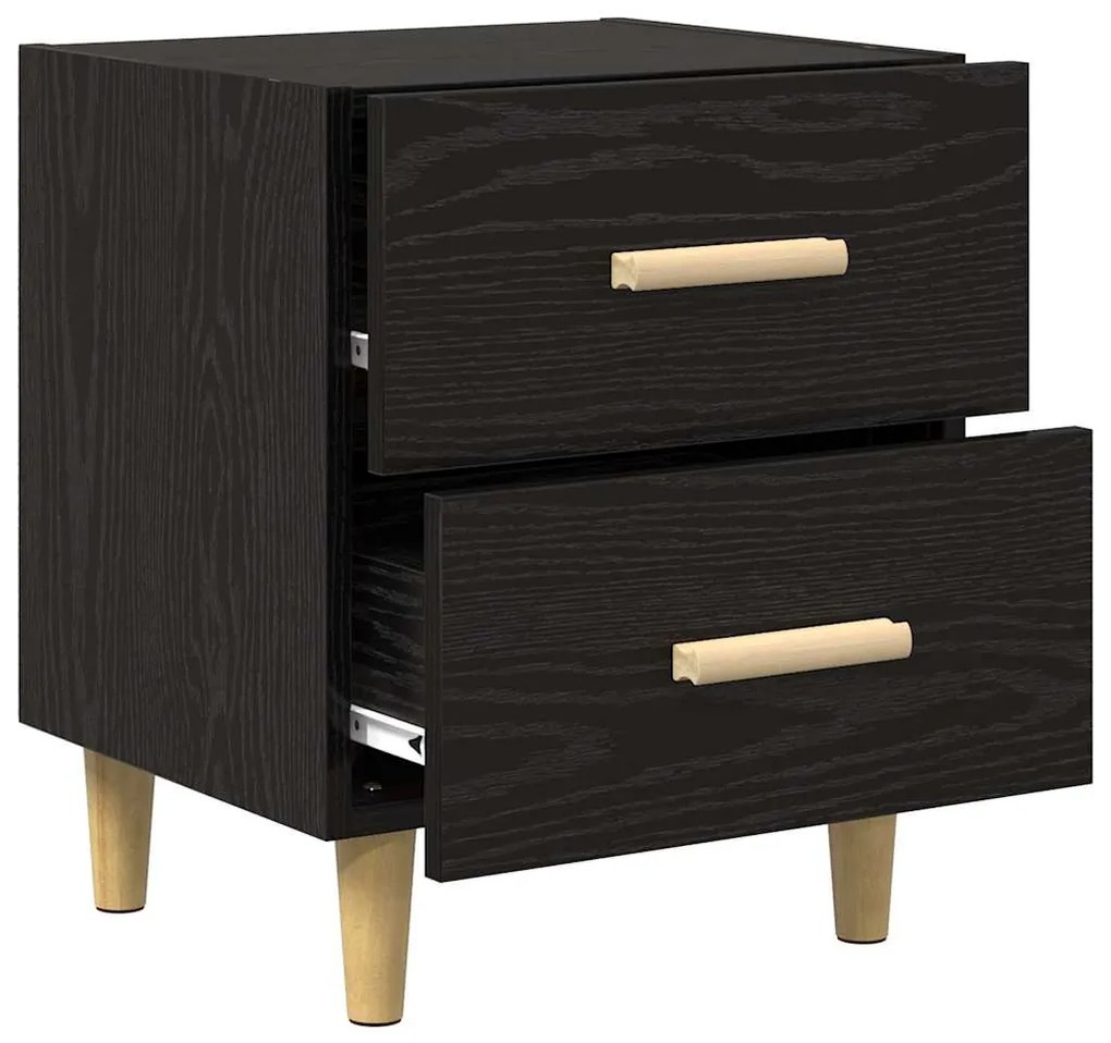 vidaXL Ντουλάπι κρεβατιού με συρτάρι Μαύρη Οξυά 40 x 35 x 47.5cm