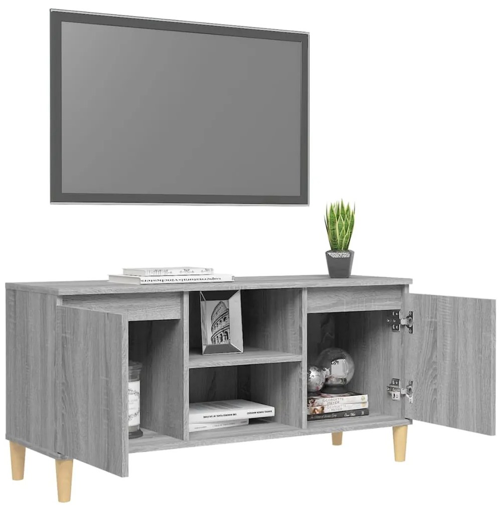 vidaXL Έπιπλο Τηλεόρασης Γκρι Sonoma 103,5x35x50 εκ Μασίφ Ξύλινα Πόδια