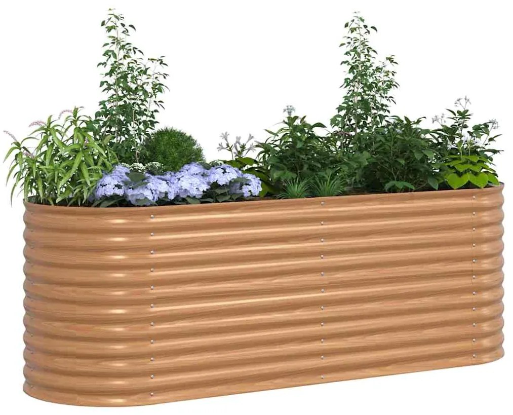 vidaXL Υπερυψωμένη Ζαρντινιέρα Καφέ 240 x 80 x 81 cm Ατσάλι