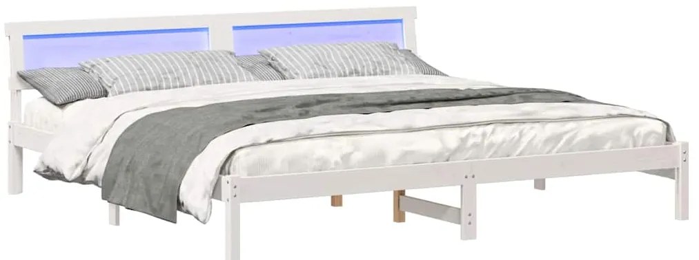 vidaXL Σκελετός Κρεβατιού Λευκό 200 x 200 cm Μασίφ ξύλο πεύκου