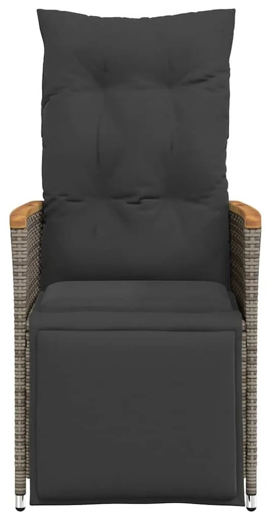 vidaXL Καρέκλες Κήπου Ανακλ/νες 2 τεμ. Γκρι Συνθ. Ρατάν + Μαξιλάρια