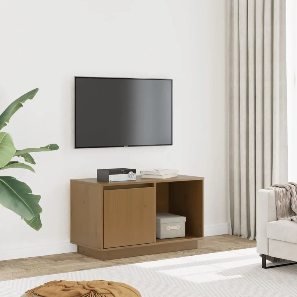vidaXL Έπιπλο Τηλεόρασης Μελί 74 x 35 x 44 εκ. από Μασίφ Ξύλο Πεύκου