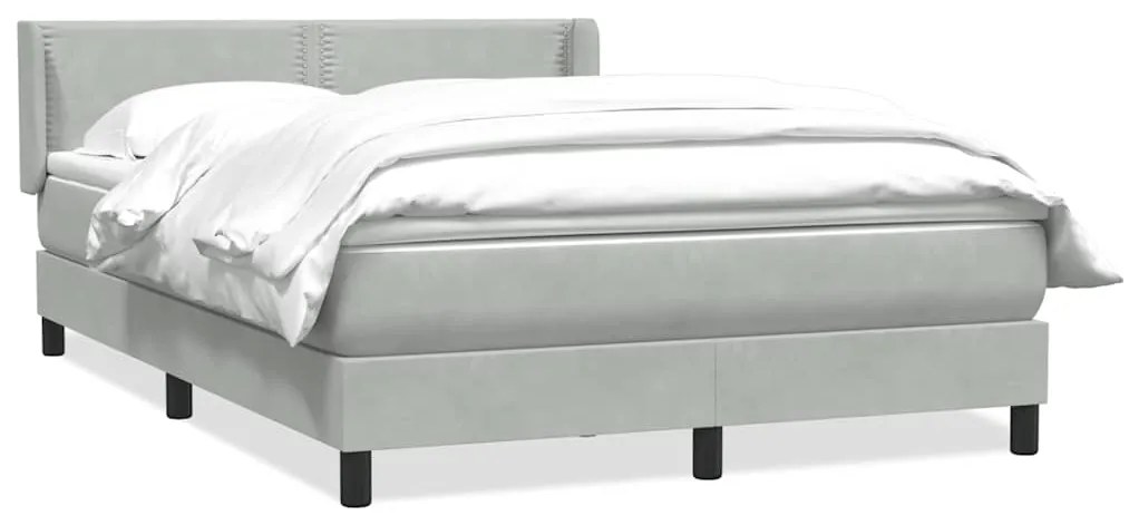 vidaXL Κρεβάτι Boxspring με Στρώμα Ανοιχτό Γκρι 160x210 εκ. Βελούδινο