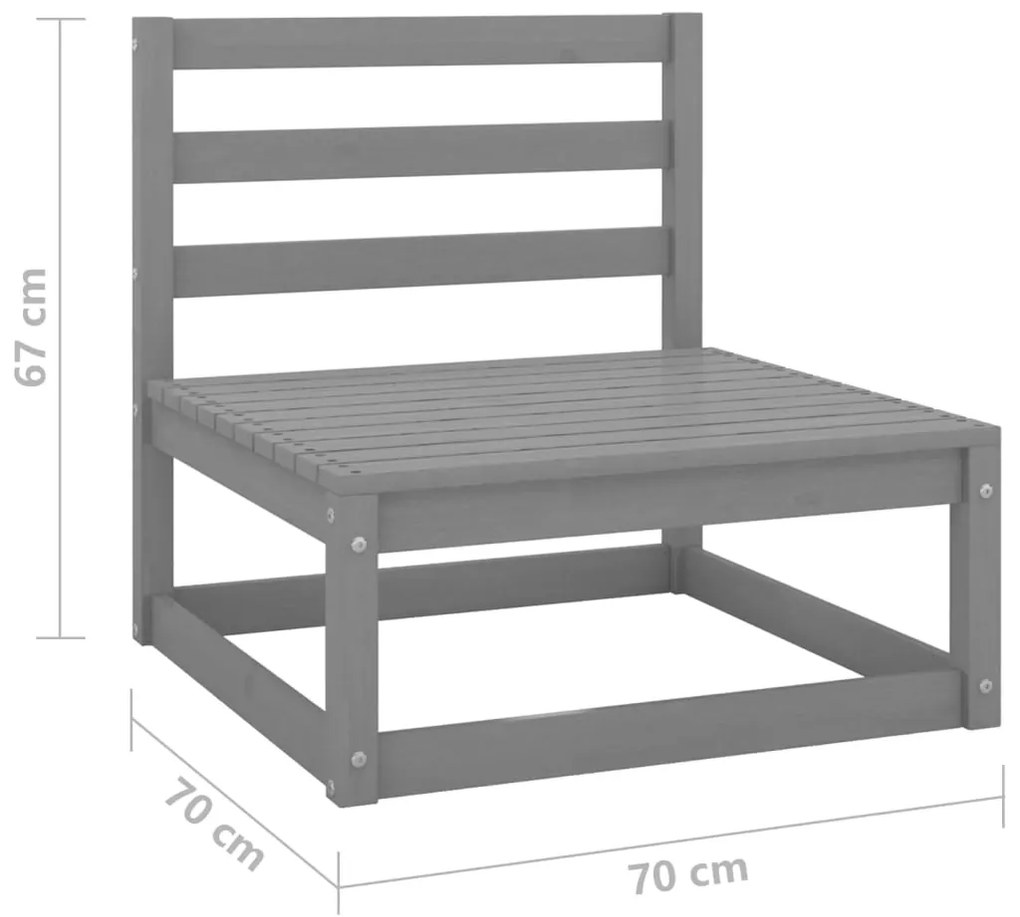 Σαλόνι Κήπου Σετ 3 Τεμαχίων Γκρι από Μασίφ Ξύλο Πεύκου  - Γκρι