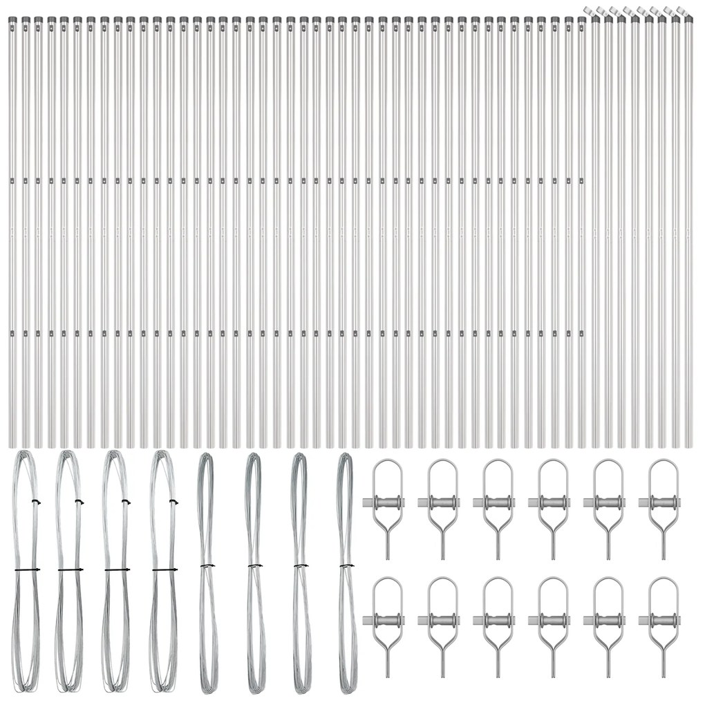 vidaXL Στυλοί περίφραξης 52 pcs Ø32 mm 190 εκ. Γαλβανισμένο Χάλυβα