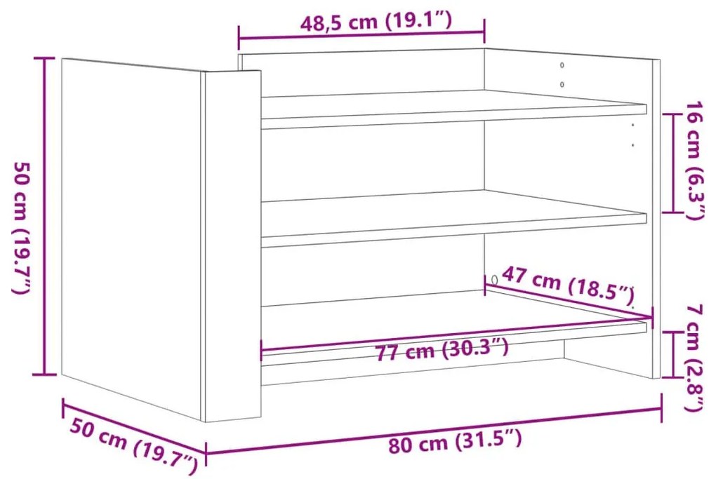 Τραπεζάκι Σαλονιού Καφέ Δρυς 80x50x50 εκ. Επεξεργασμένο Ξύλο - Καφέ