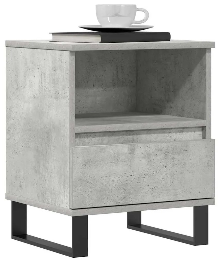 vidaXL Κομοδίνο Γκρι Σκυροδέματος 40 x 35 x 50 εκ. από Επεξεργ. Ξύλο