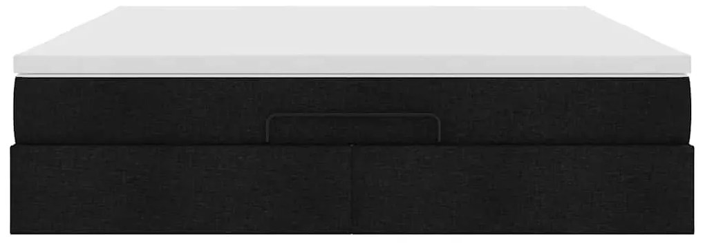 vidaXL Οθωμανικό κρεβάτι με στρώμα Μαύρο 160x200cm Ύφασμα