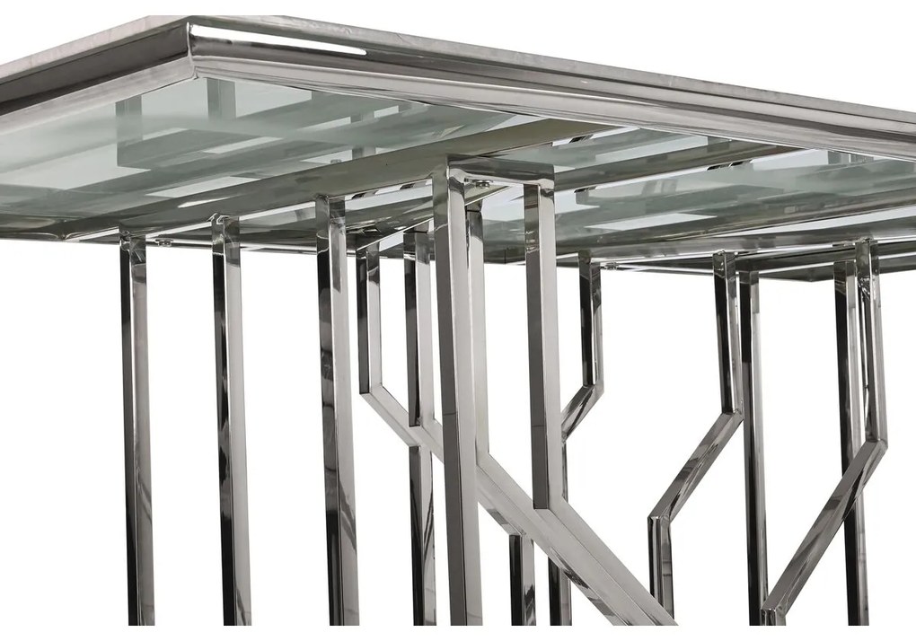 Τραπεζαρία DKD Home Decor Ασημί Κρυστάλλινο Χάλυβας (180 x 90 x 75 cm)