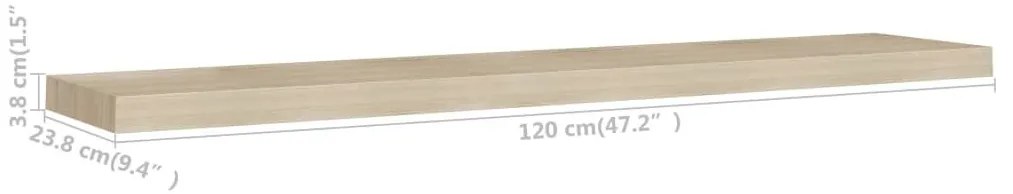 Ράφια Τοίχου 2 τεμ. Χρώμα Δρυός 120 x 23,5 x 3,8 εκ. MDF - Καφέ