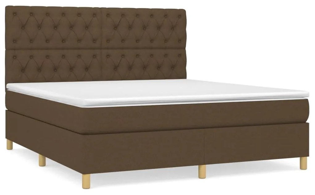 Κρεβάτι Boxspring με Στρώμα Σκούρο Καφέ 160x200 εκ Υφασμάτινο - Καφέ