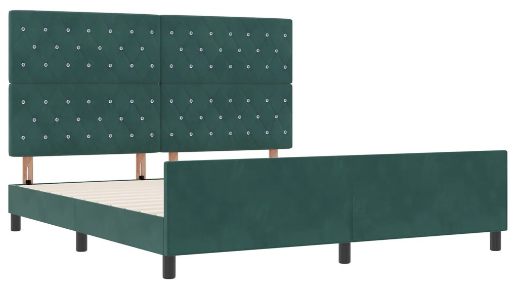 vidaXL Σκελετός Κρεβατιού Σκούρο πράσινο 180 x 200 cm Βελούδο