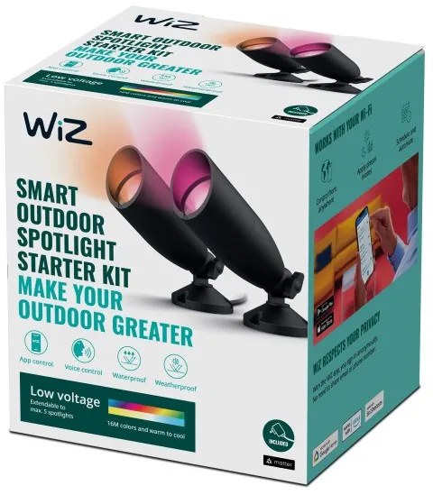 Έξυπνα Σποτ Δαπέδου Starter Kit 2xLED 10W Μαύρο IP65 RGBW 3CCT Dimmable 929003258301 Wiz-929003258301-Μαύρο 929003258301