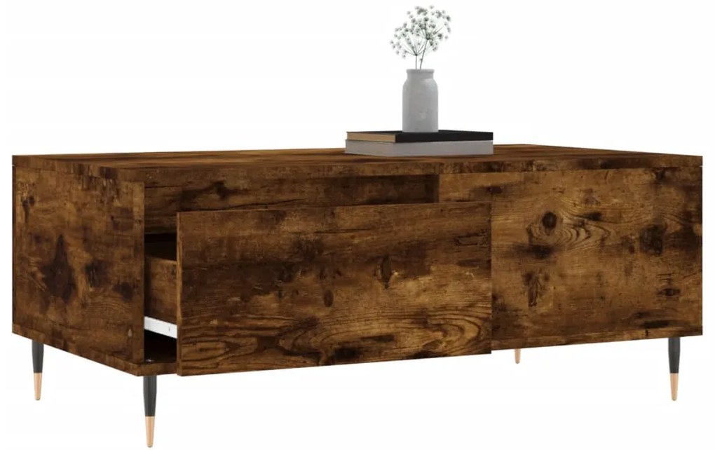 vidaXL Τραπεζάκι Σαλονιού Καπνιστή Δρυς 90x50x36,5 εκ. Επεξεργ. Ξύλο