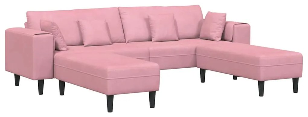 vidaXL Βελούδινος καναπές με μαξιλάρι 3 pcs Ροζ 208 εκ. Βελούδο
