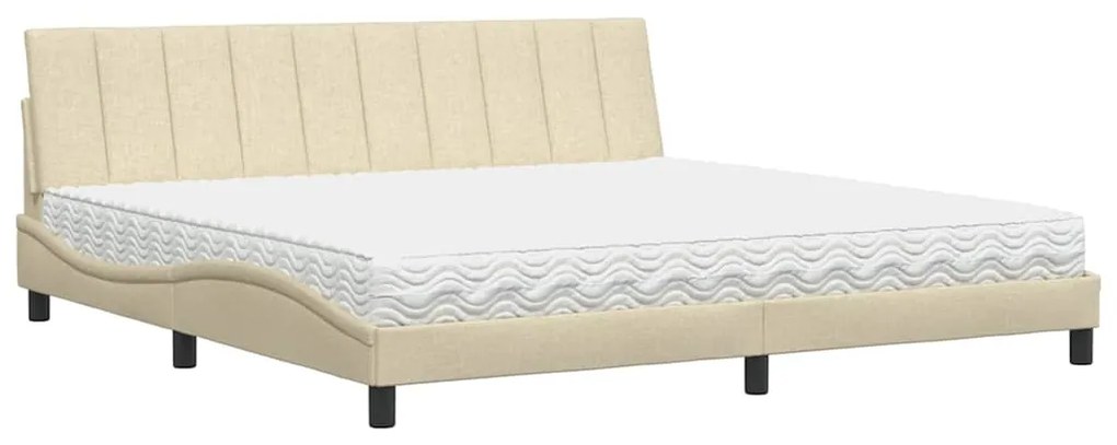 vidaXL Κρεβάτι με Στρώμα Hanko Κρεμ 200x200 εκ. Υφασμάτινο