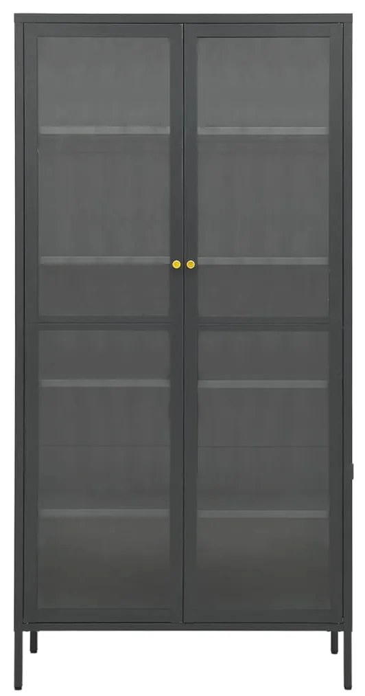 vidaXL Ντουλάπα Βιτρίνας Ανθρακί 90x40x180 εκ. Ατσάλι / Ψημένο Γυαλί