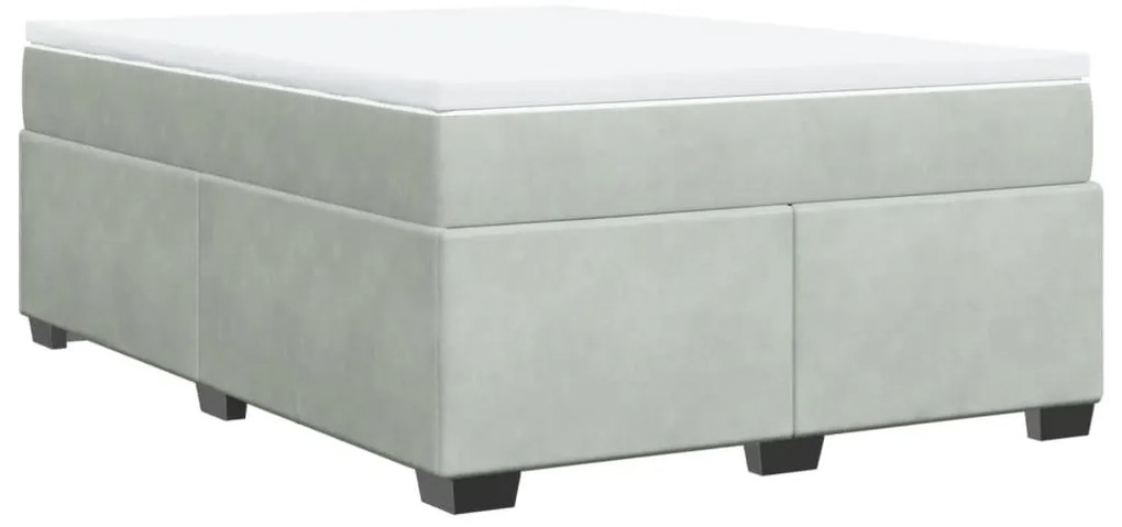 vidaXL Κρεβάτι Boxspring με Στρώμα Ανοιχτό Γκρι 140x190 εκ. Βελούδινο