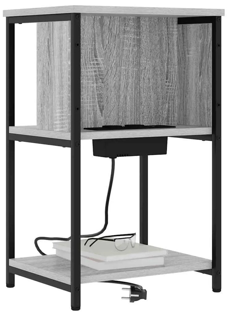 vidaXL Κομοδίνο Γκρι sonoma 38 x 31 x 61 εκ Επεξεργασμένο ξύλο