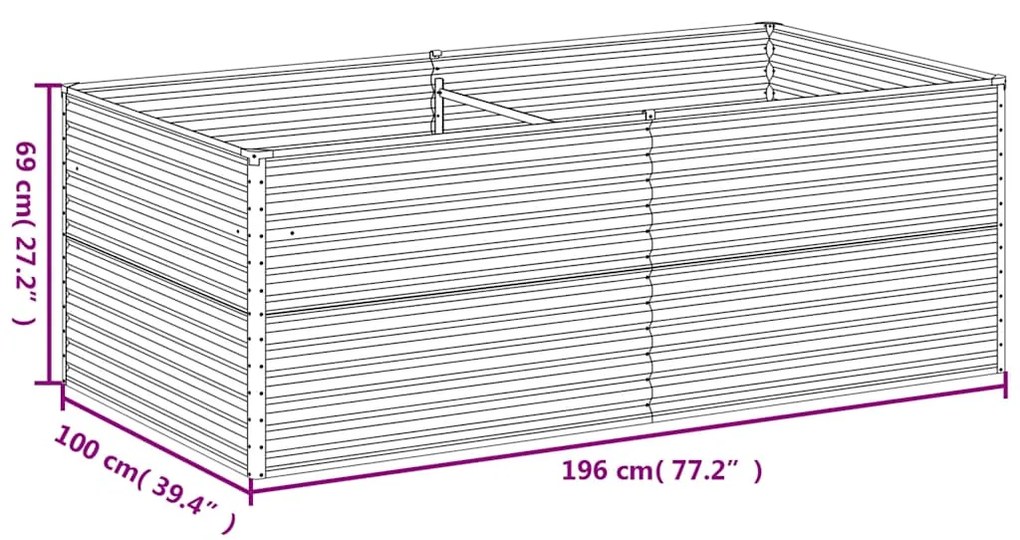 vidaXL Ζαρντινιέρα 196 x 100 x 69 εκ. από Ατσάλι Σκληρυθέν στον Αέρα