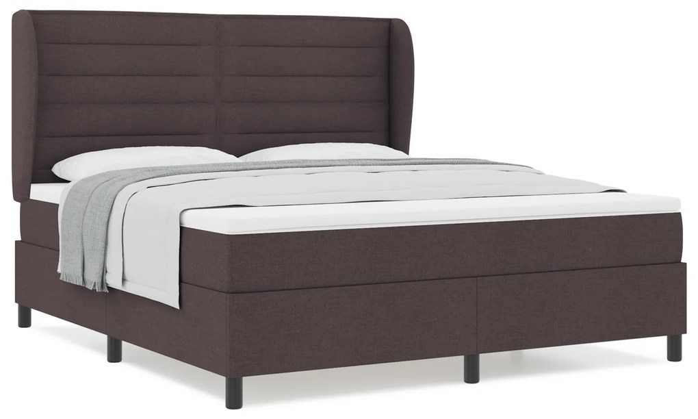 vidaXL Κρεβάτι με Στρώμα Σκούρο Καφέ 180x200 εκ. Υφασμάτινο