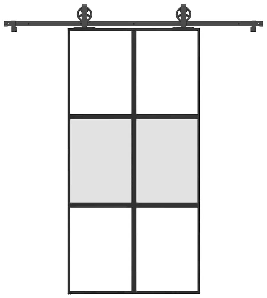 Συρόμενη πόρτα με σετ υλικού 102,5x205 cm από γυαλί&amp;Αλουμίνιο - Μαύρο