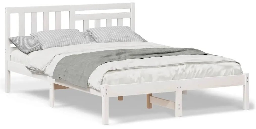 vidaXL Σκελετός Κρεβατιού Λευκό 140 x 190 cm Στερεά ξυλεία πεύκου