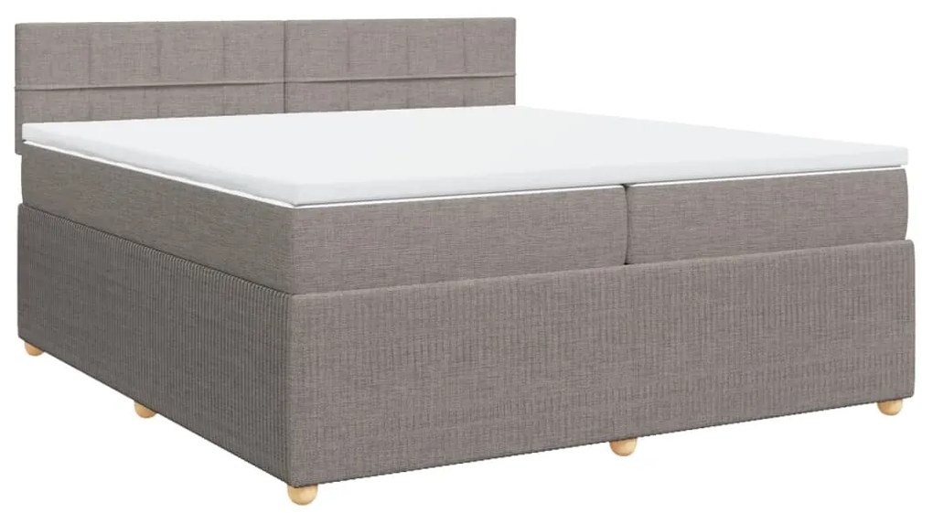 Κρεβάτι Boxspring με Στρώμα Taupe 200x200 εκ. Υφασμάτινο - Μπεζ-Γκρι