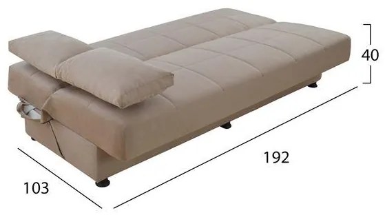 Καναπές - Κρεβάτι Ege 1221 3θέσιος Μπέζ 194x74x83Υ εκ. 194x74x83 εκ.