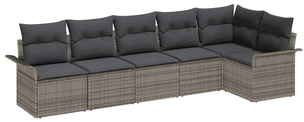 vidaXL Σετ Καναπέ Κήπου με μαξιλάρι 6 pcs Γκρι Πολυ ράταν