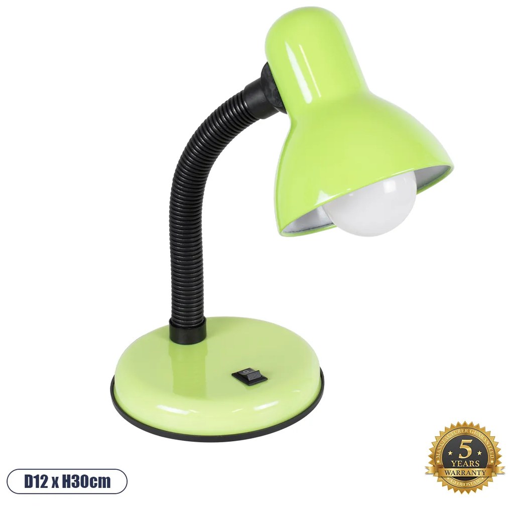 GloboStar® STUDENT GREEN 01533 Μοντέρνο Επιτραπέζιο Φωτιστικό Γραφείου Μονόφωτο 1 x E27 Πράσινο με Λευκό Μεταλλικό με Διακόπτη ΟN/OFF Καμπάνα Φ12 x Υ32cm