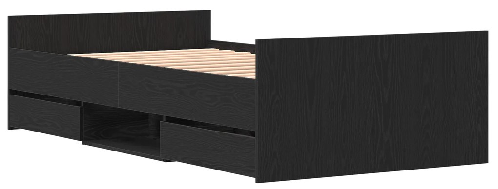 vidaXL Κρεβάτι χωρίς Στρώμα Μαύρο Δρυς 90x200 εκ Επεξεργασμένο Ξύλο