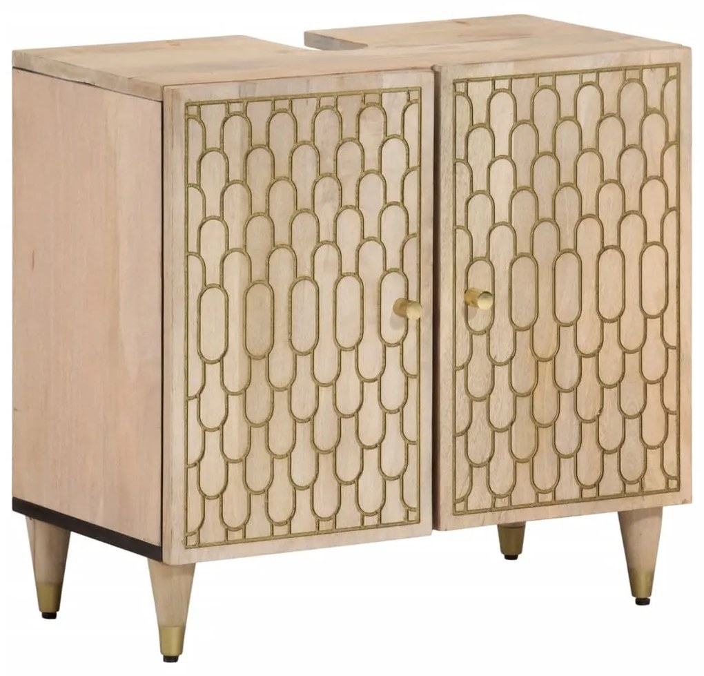 vidaXL Ντουλάπι Μπάνιου 62 x 33 x 58 εκ. από Μασίφ Ξύλο Μάνγκο