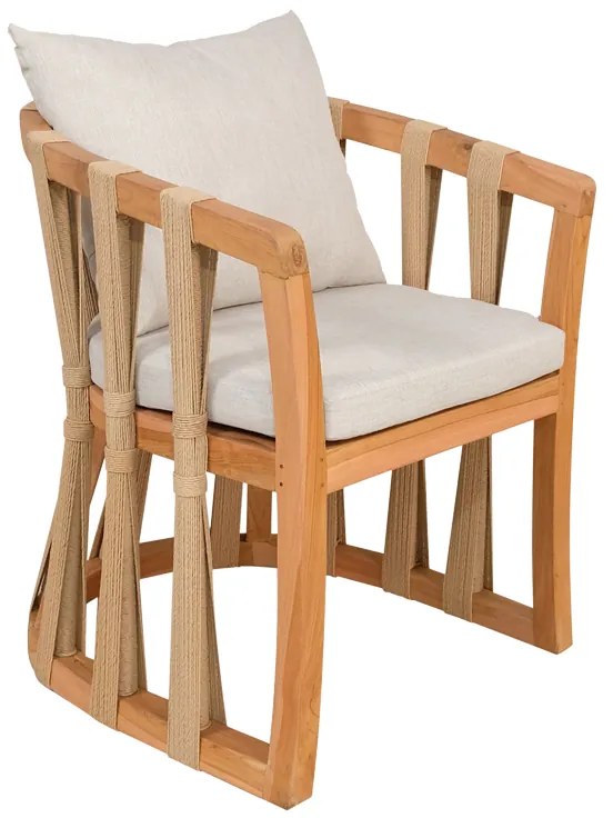 Πολυθρόνα Morani σκελετός teak ξύλο και ύφασμα σε φυσική απόχρωση 58x66x75εκ Υλικό: TEAK WOOD - FABRIC 333-000002