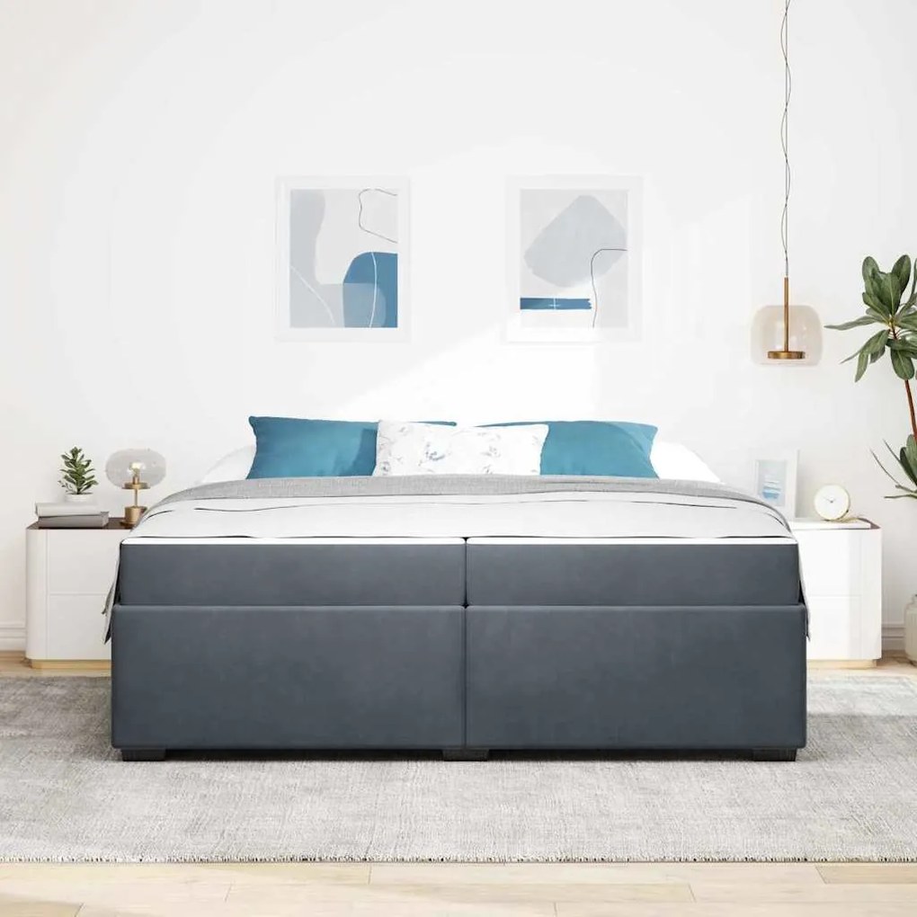 vidaXL Σκελετός Κρεβατιού Άλλο Σκούρο γκρι 200 x 200 cm Βελούδο