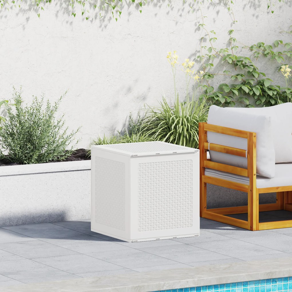 vidaXL Κουτί αποθήκευσης κήπου Λευκό 55 x 53 x 57 εκ. Πολυπροπυλένιο