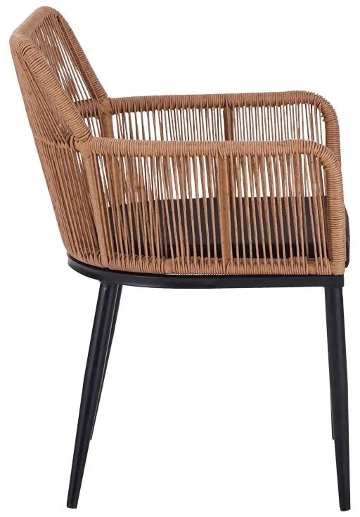 Καρέκλα - Πολυθρόνα Naoki pe rattan - metal σε Φυσικό με μαύρα πόδια/μαξιλάρι 59x62.5x78 εκ. 59x62.5x78 εκ.