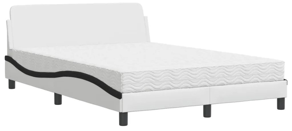 vidaXL Κρεβάτι με Στρώμα Dover Μαύρο/Λευκό 140x200 εκ. από Συνθετικό Δέρμα