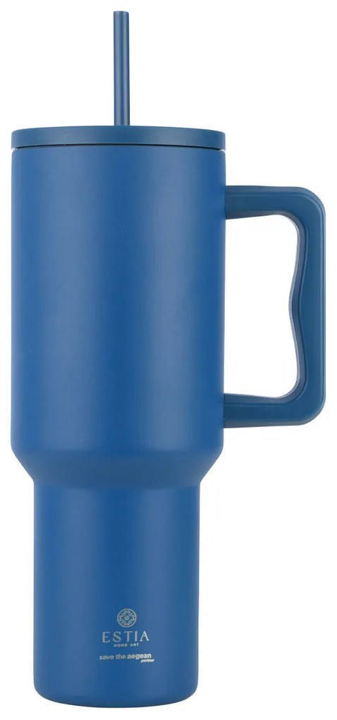ESTIA ΘΕΡΜΟΣ STRAW TUMBLER XL SAVE THE AEGEAN 1200ml DENIM BLUE 01-32234