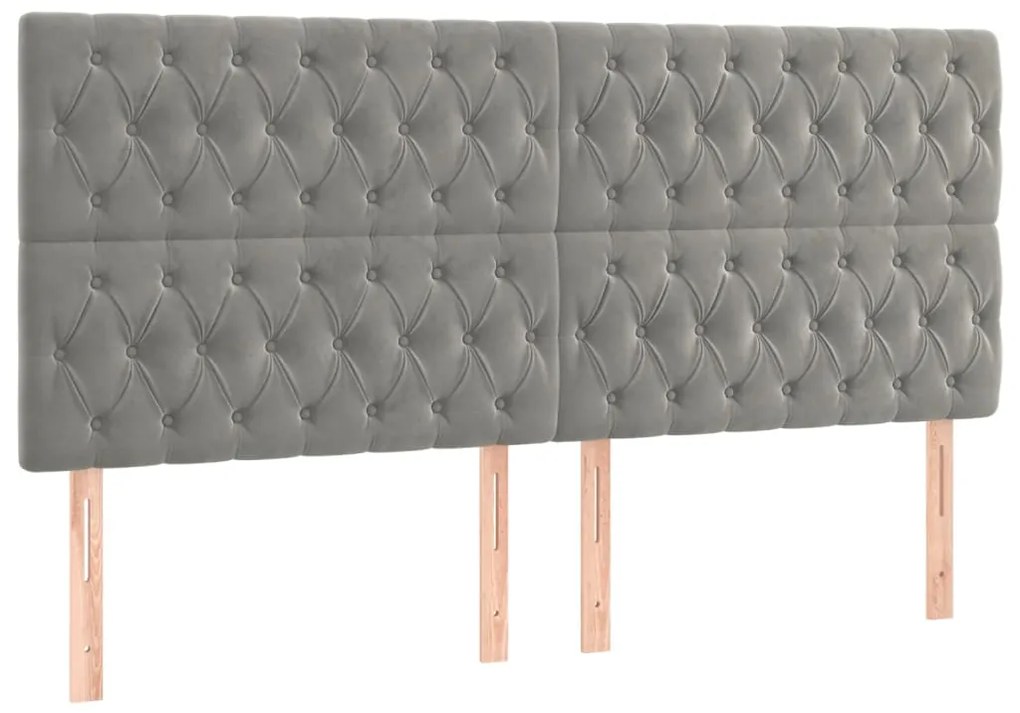 vidaXL Κρεβάτι Boxspring με Στρώμα &amp; LED Αν.Γκρι 200x200 εκ. Βελούδινο