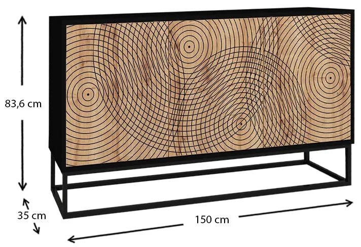 Μπουφές Themis Megapap χρώμα μαύρο - sapphire oak 150x35x83,6εκ.