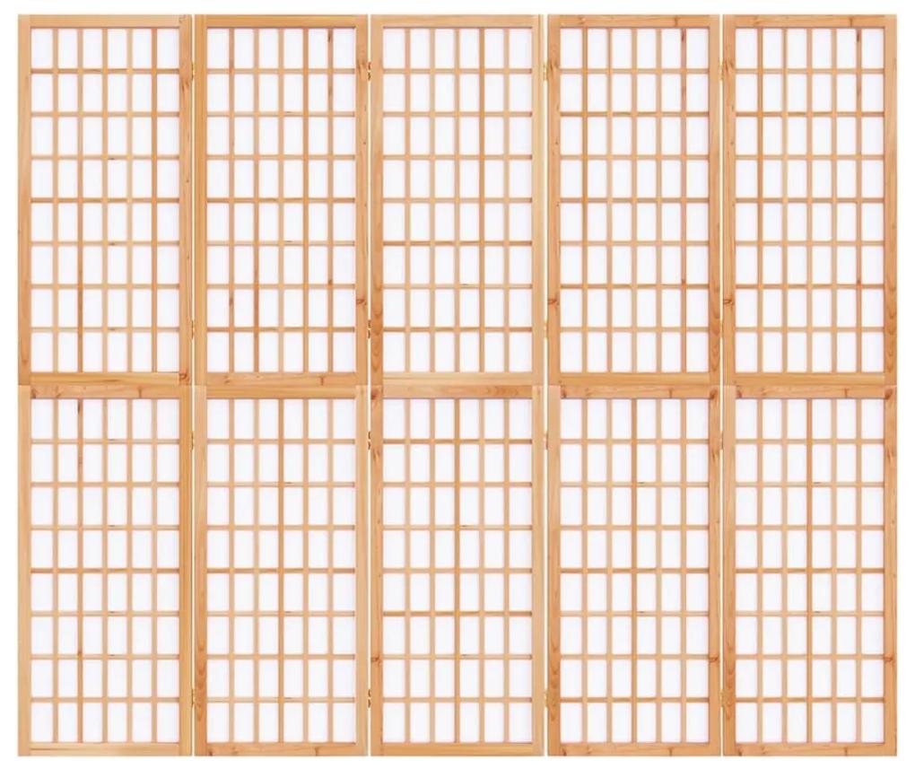 Παραβάν Ιαπωνικού Στιλ με 5 Πάνελ Πτυσσόμενο 200 x 170 εκ. - Καφέ