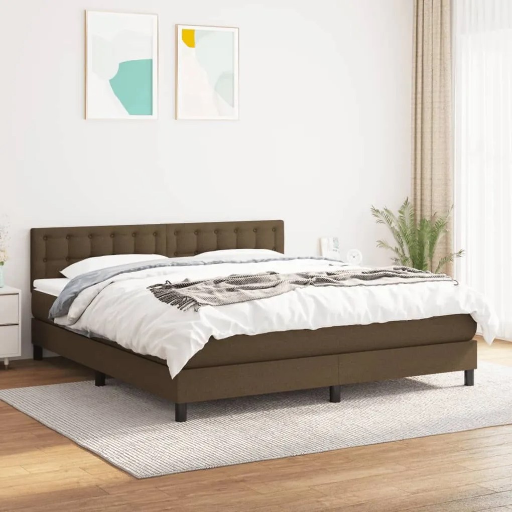 ΚΡΕΒΑΤΙ BOXSPRING ΜΕ ΣΤΡΩΜΑ ΣΚΟΥΡΟ ΚΑΦΕ 160X200 ΕΚ ΥΦΑΣΜΑΤΙΝΟ 3140388