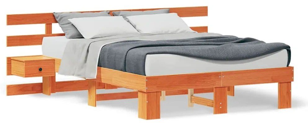 vidaXL Σκελετός Κρεβατιού με συρτάρι Καφέ 140 x 190 cm