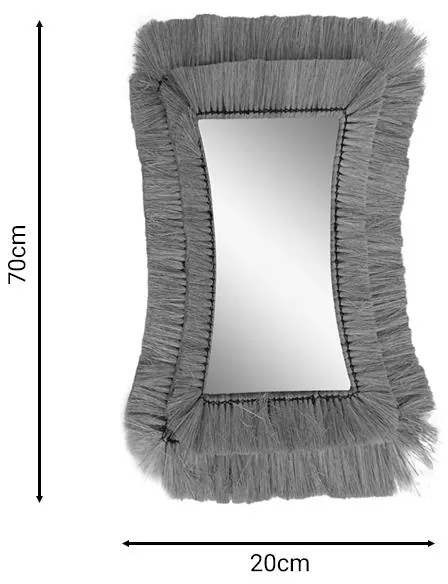 Καθρέπτης Amlont Inart φυσικό ψάθα 70x2x20εκ 70x2x20 εκ.